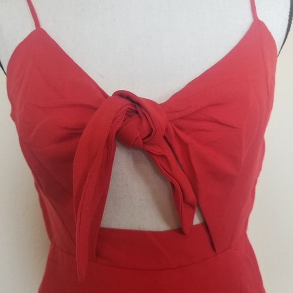 Red Tie-Front Mini Dress - Picture 4 of 7